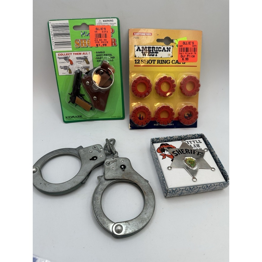 Vintage Metal Toy Handcuffs, Spring Push Button Release, Kids, Sheriff, Police +